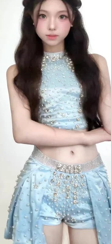 Shiny Halter Vest & Shorts Skirt Set | Inspired by Wonyoung