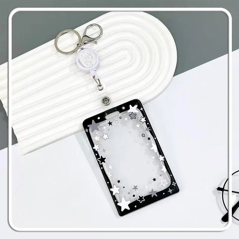 Star Sliding Cover Card Holder Transparent Portable ID Protector Kpop Photocard Case Student School Card Bus Card Holder