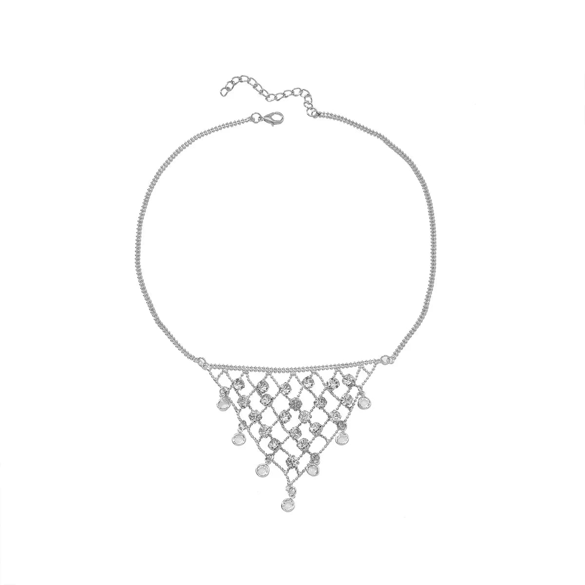 Fashion tassel mesh necklace winter sweater chain Bohemian style diamond studded niche style