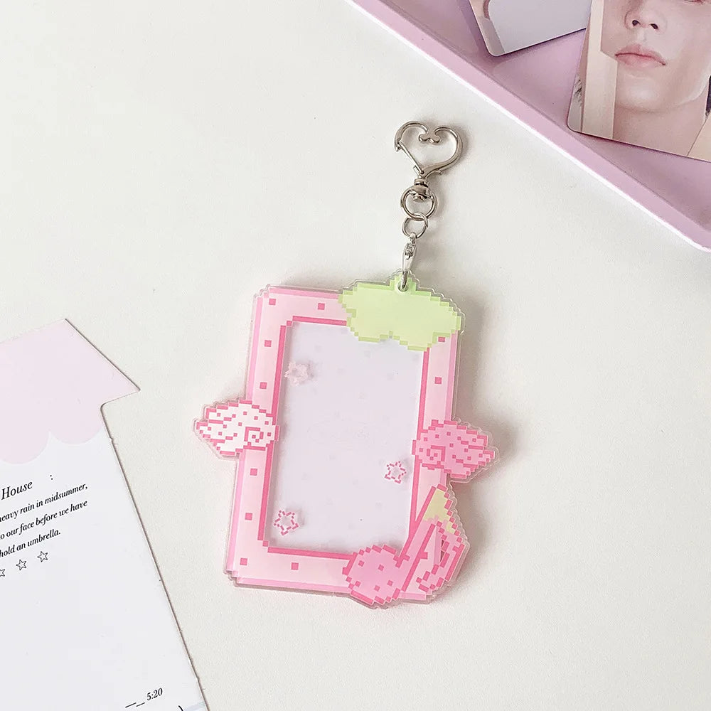 3 inch Acrylic Fruit Wings Kpop Photocard Holder Photo Card Holder Bag Pendant School Stationery