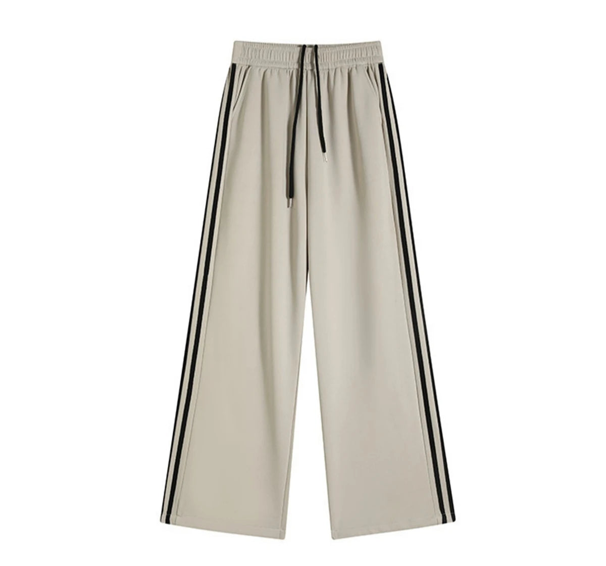 Women Stripe Chic Straight Pant Autumn Spring Retro Sports Sweatpants High Waist Color Blocked Trouseres Lady Casual Streetwear