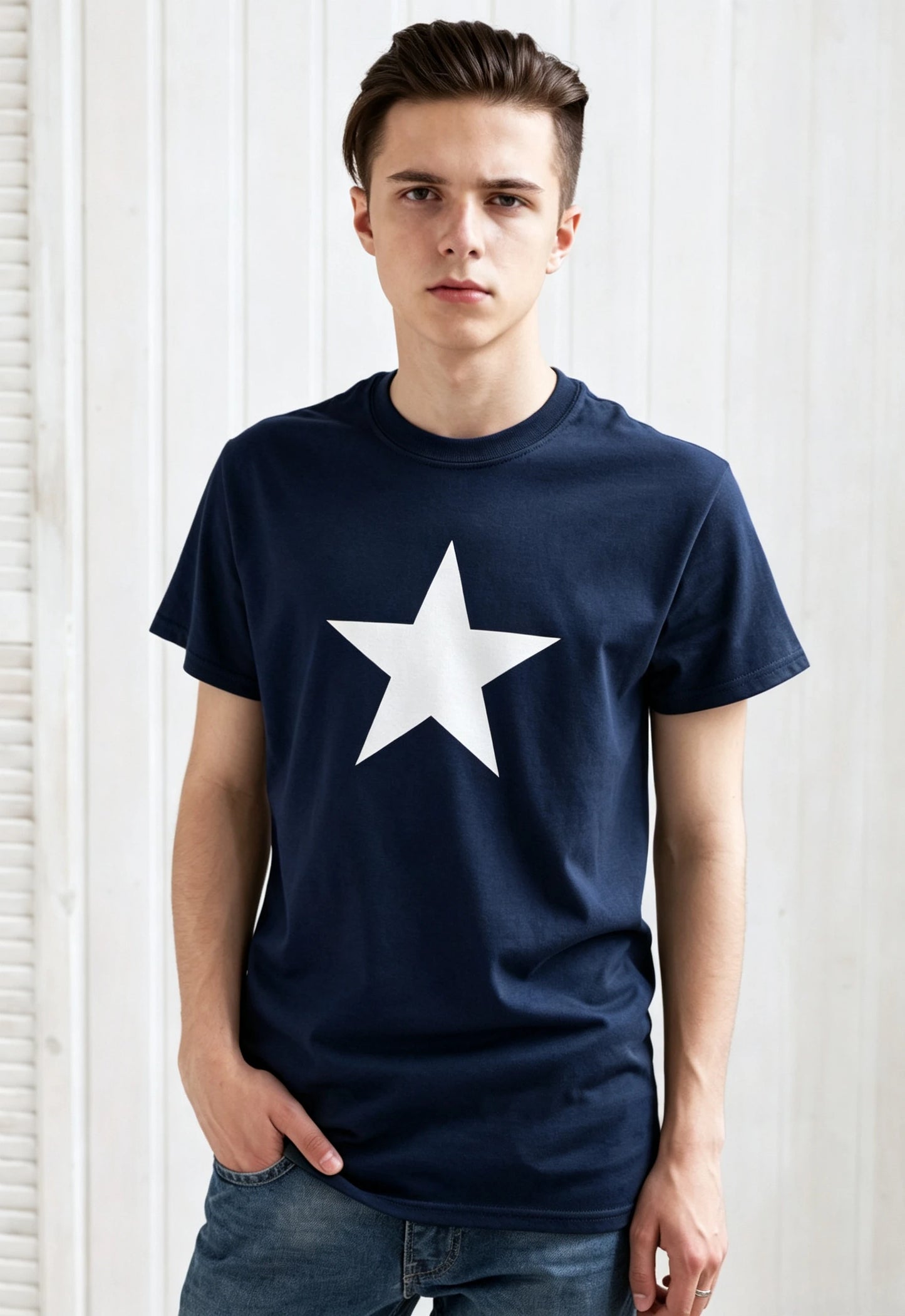 Black Star T Shirt Minimalist Abstract Geometric Streetwear Skater Urban Gym Fashion Retro Vintage Mens Graphic Printed Tee
