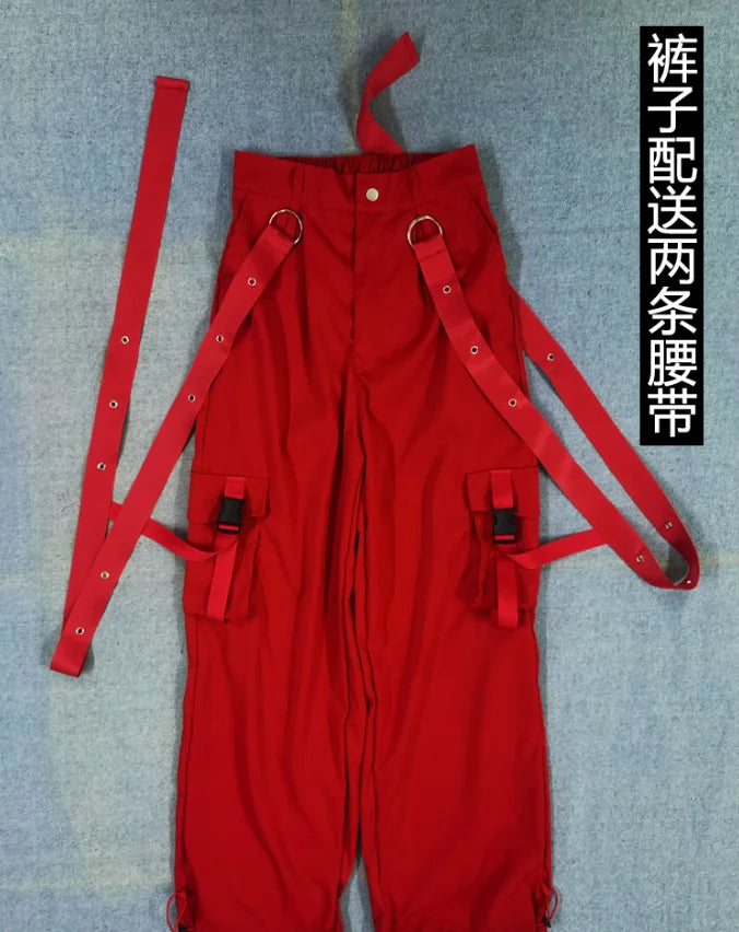 Korean Itzy Girl Group Cake Jazz Dance Performance Kpop Singing Dress Adult Student Red Dress Performance