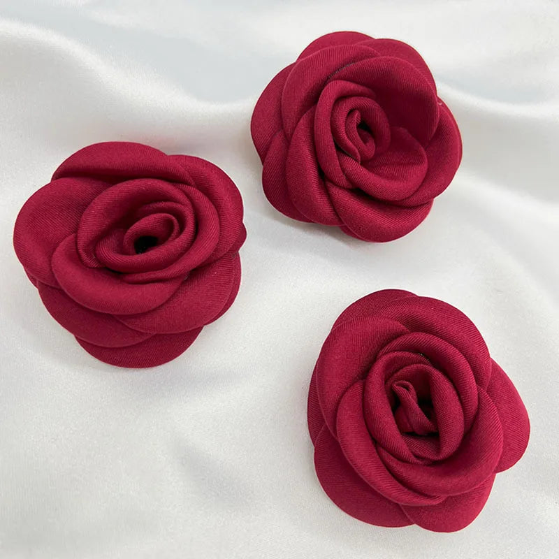 5pcs 5CM Black Red Ivory Soft Fabric Rose Flower For Wedding Dress Home DIY Hats Shoes Clothing Decoration