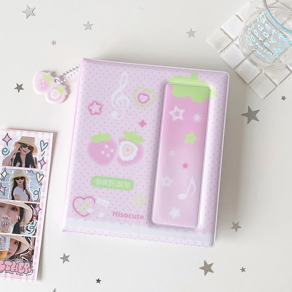 Kpop Korean Cartoon Strawberry Life 4 Grid Photo Card Holder Fashion Cute Girl Idol Photo Storage Card Album Polaroid Album Gift