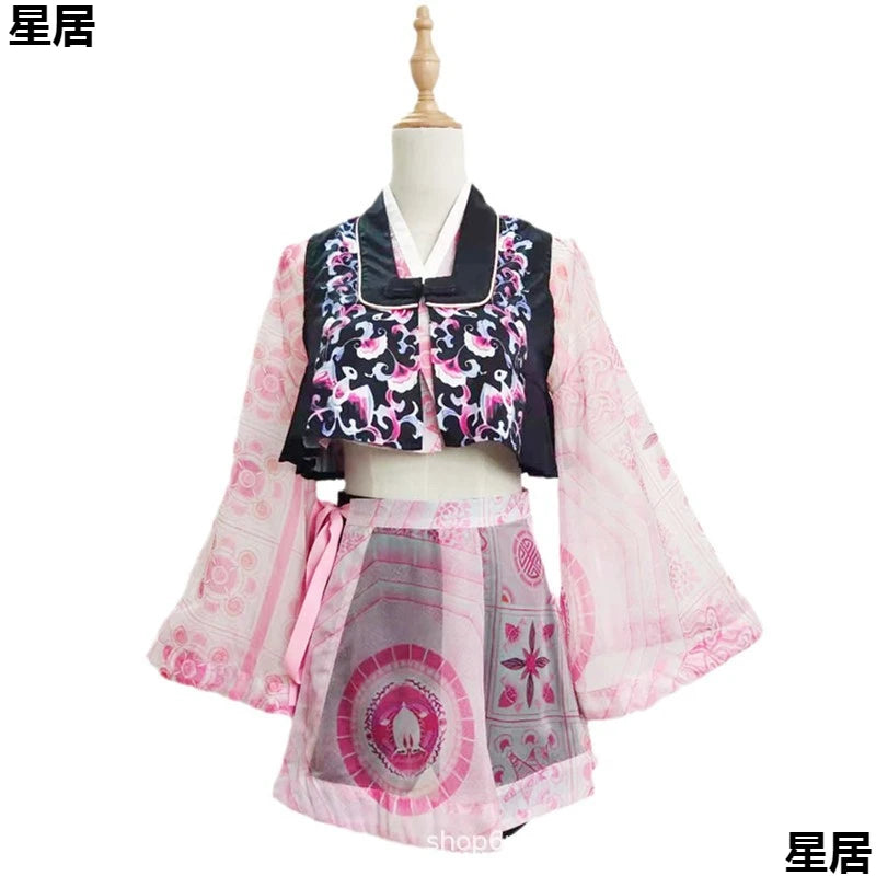 Kpop Jennie Singers Jazz Dance Women Pink Concert Outfit Jazz Dancewear Festival Stage Costume Nightclub Hot Girl Rave Clothing