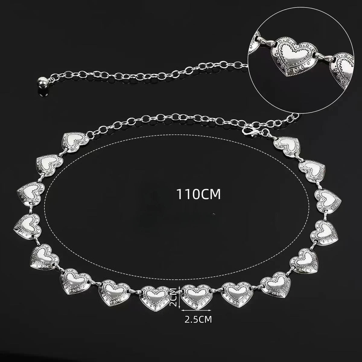 Metal Heart Waist Chain Fashion Geometric Waist Belt Body Chain Suitable for All Occasions Great Gift Choice