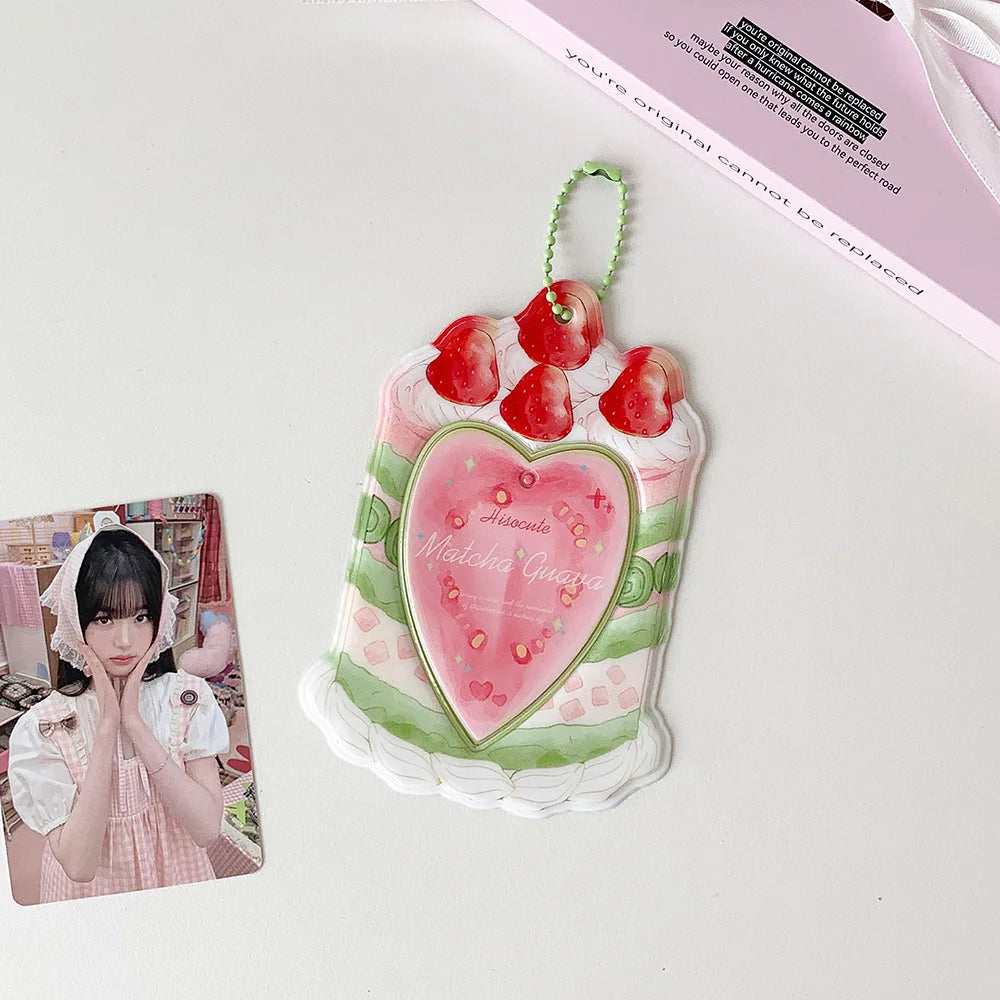 Kawaii Summer Fruit Strawberry 3 inch Kpop Photocard Holder idol Photo Card Holder Bag Pendant