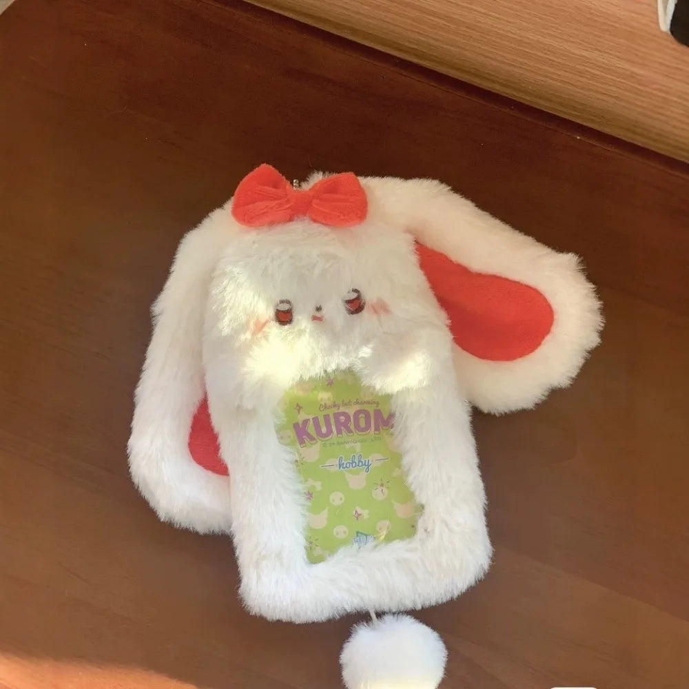 Cartoon Multifunctional Photocard Case Plush Big Eared Rabbit/Border Collie Card Case Rabbit/Dog/Cat Photo Card Holder Students