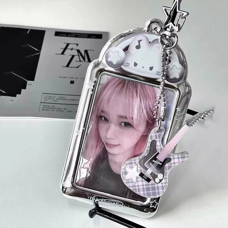 Ins Photocards Holder Photocard Display Cover Idol Cards Protective Sleeves Kpop Idol Star Photo Card Keychains ID Card Holder