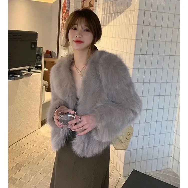 Faux Fur Coat Womens Clothing 2026 New Fashion Casual Imitation Fox Fur Coat Female Short Loose Comfortable Winter Jacket