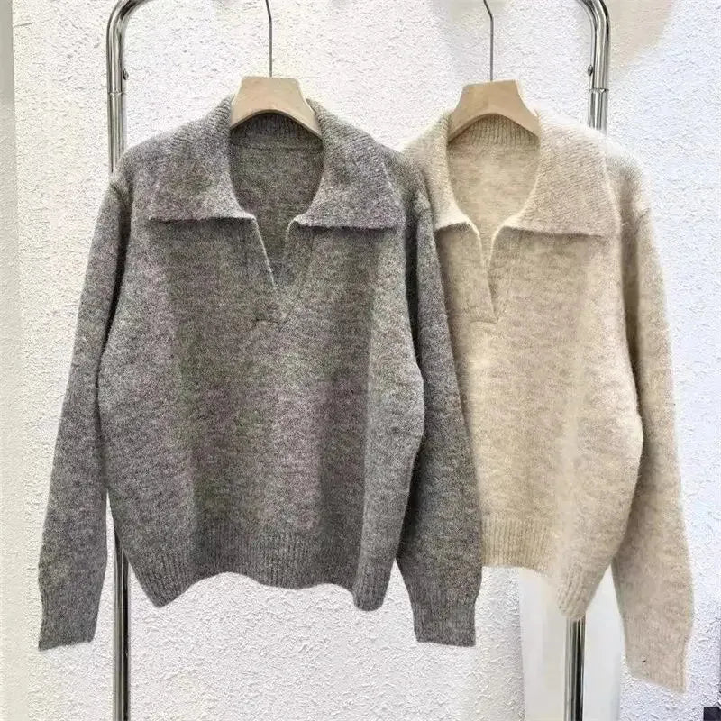 French Gentle Vintage Knitted Sweater Women's Loose Casual Base Layer Top Autumn Winter Comfortable Soft High-End Feeling