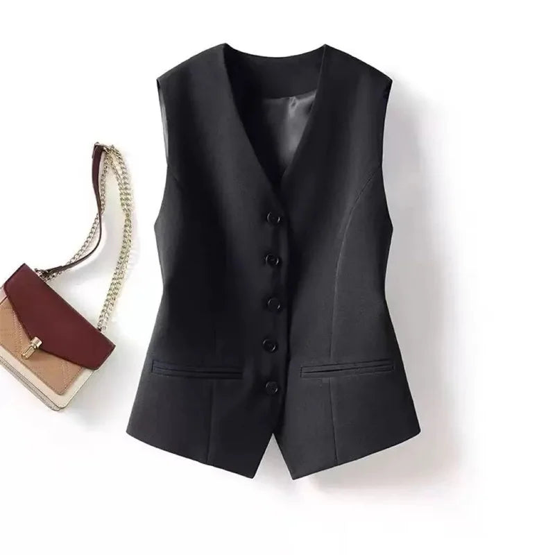Women's Vest Jacket 2026 Spring Autumn New Fashion Ladies Sleeveless Elegant Temperament Female Waistcoat Coat Outerwear