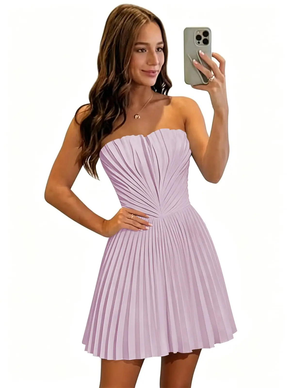 Customized Satin Pleated Short Homecoming Dresses For Teens 2026 Short Strapless A-Line Mini Cocktail Party Dresses