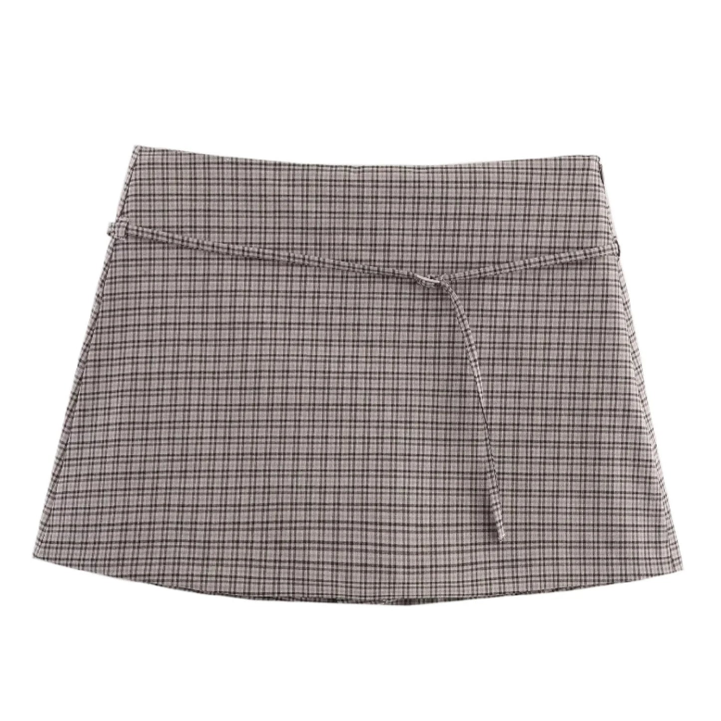 Spring Summer Women A Line Mini Skirt High Waist Solid Elegant Slim Fit Commute Skirt with Belt Office Lady Female