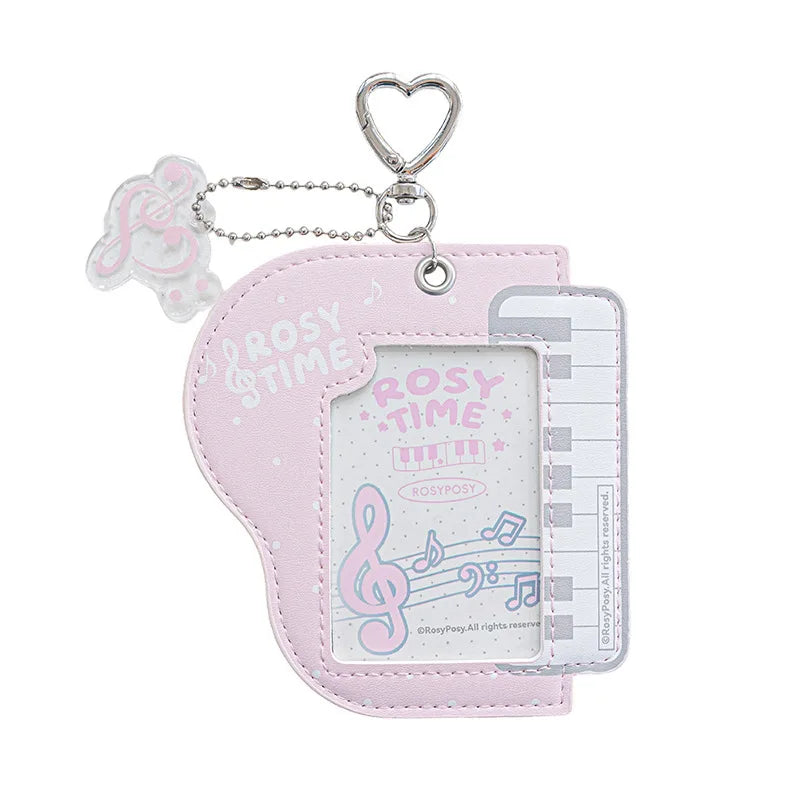Musical Photocard Holder PU Leather Photo Card Sleeves Photo Album Backpack Charms Kpop Card Binder Cover Photo Card Keyring