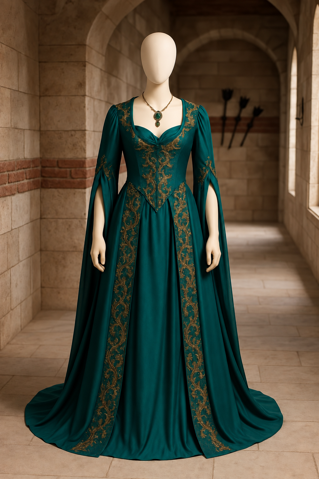 Ottoman Ball Gown V-Neck Long Sleeve Court Train | Inspired by Meryem Uzerli