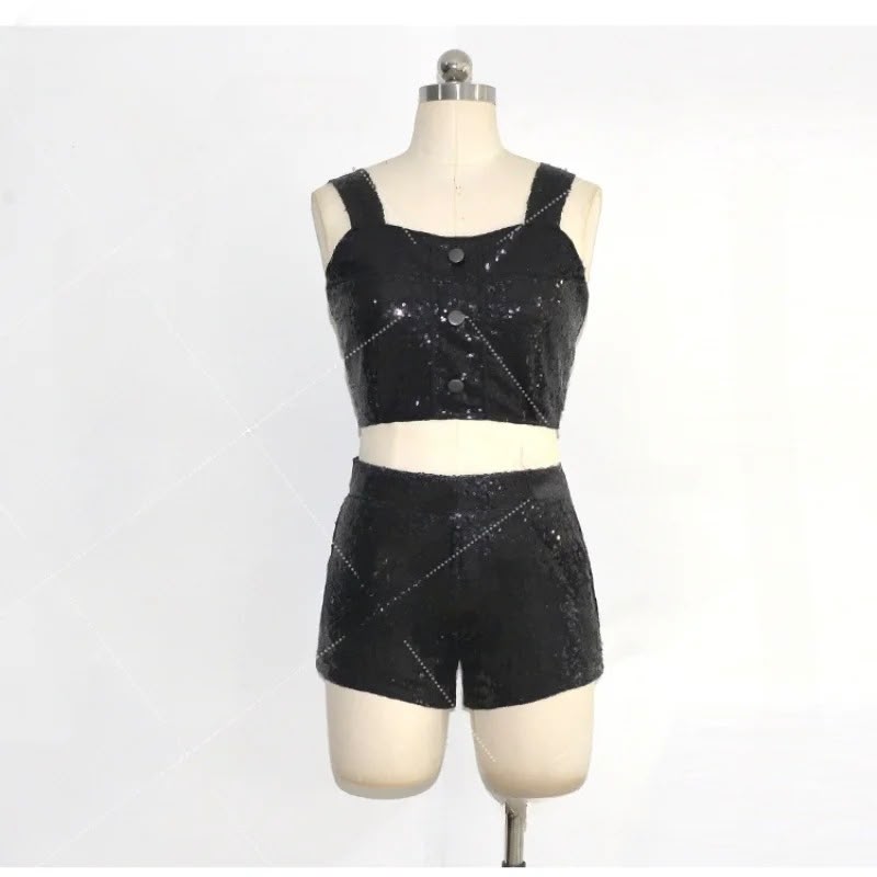 Sequin Crop Top & Slim Shorts Stage Costume | Inspired by Wonyoung