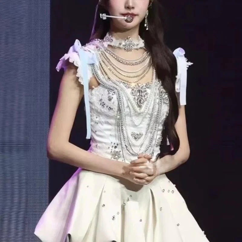 Kpop Stage Tops, Skirt & Chain Set | Inspired by Wonyoung