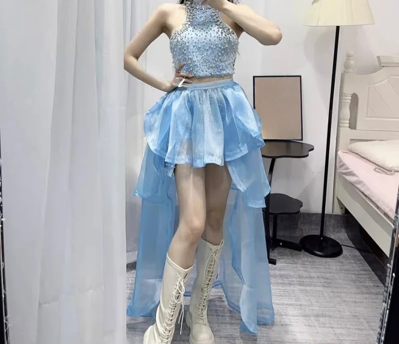 Shiny Halter Vest & Shorts Skirt Set | Inspired by Wonyoung