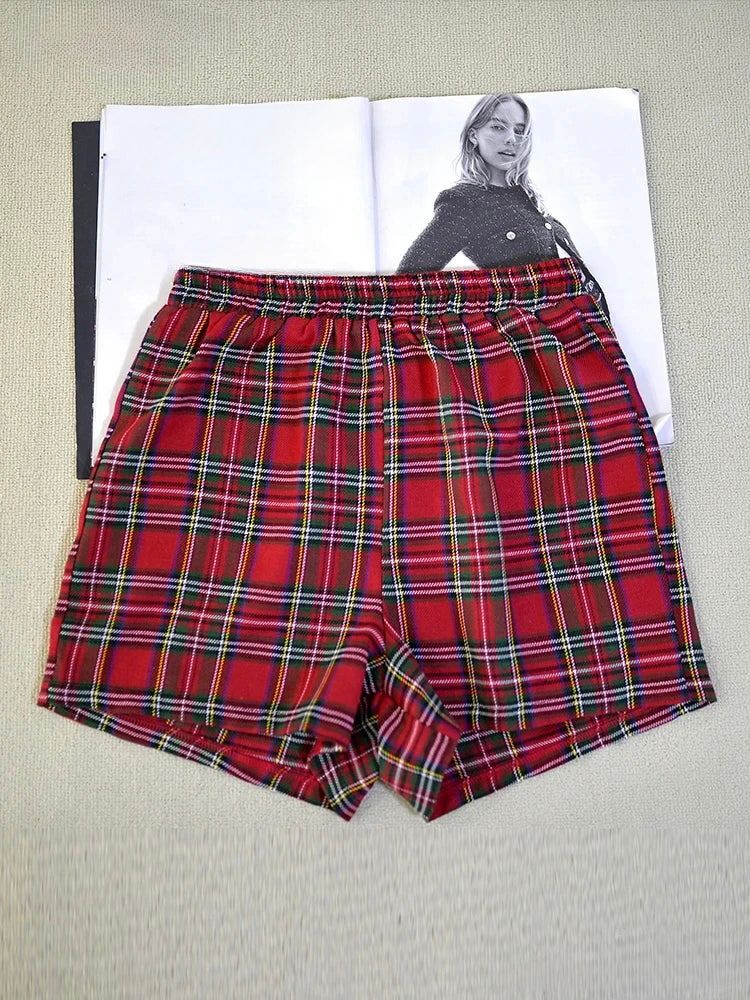 Red Mesh Plaid Long Dress | Inspired by Aespa