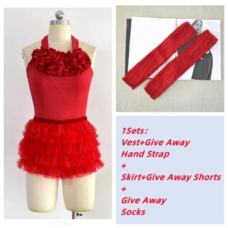 Red Flower Halter Vest & Puffy Skirt Set | Inspired by Jennie