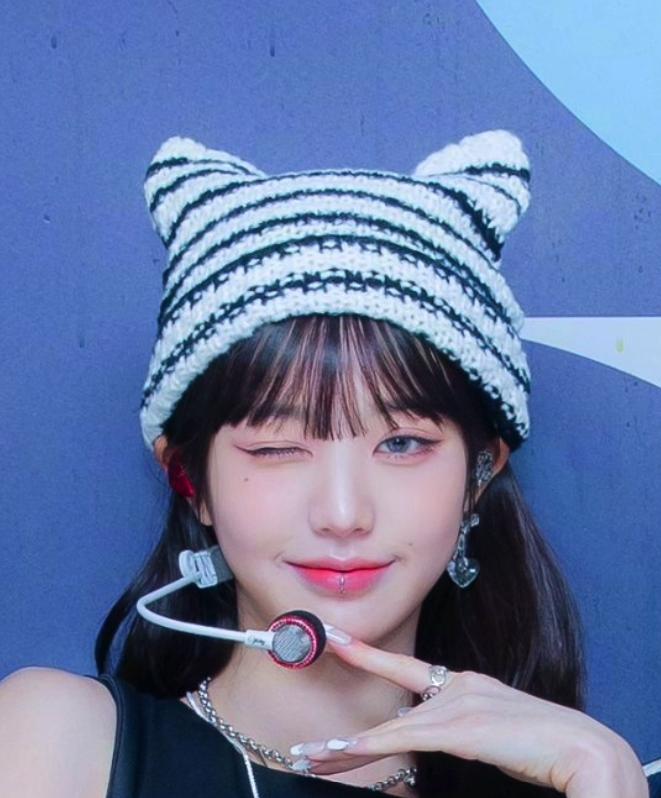 New Japanese Streetwear Harajuku Beanie Little Devil Striped Knitted Hat Women Girls Autumn Winter Cute Cat Ears Cap