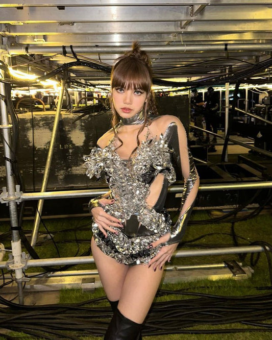 Cosplay Disfraz Halloween 2024 Women Game Movie Tight Jumpsuit Alien Robot Mesh Hollow Silver Strip Bodysuit Costumes Carnival
