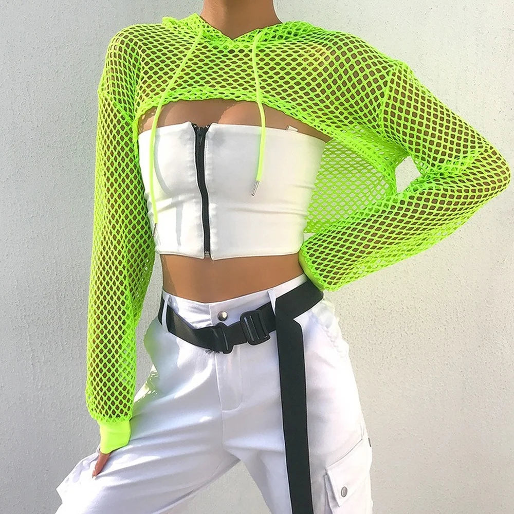 Mesh Fishnet Crop Top | Meri