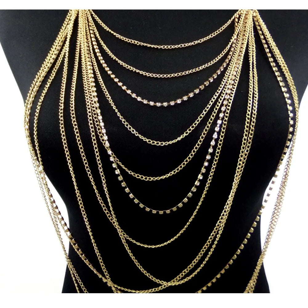 Rhinestone Multilayer Body Chain | Inspired by Zeynep Oktay