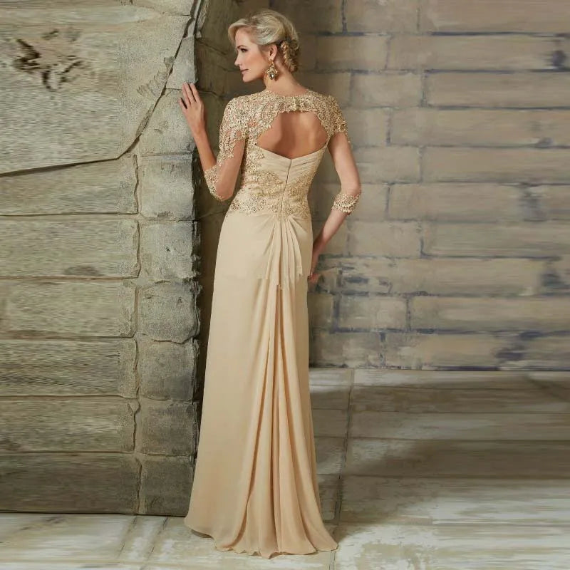 Lace Sweetheart Sheath 3/4 Sleeve Floor-Length Mother of the Bride Gown | Inspired by Beren Saat