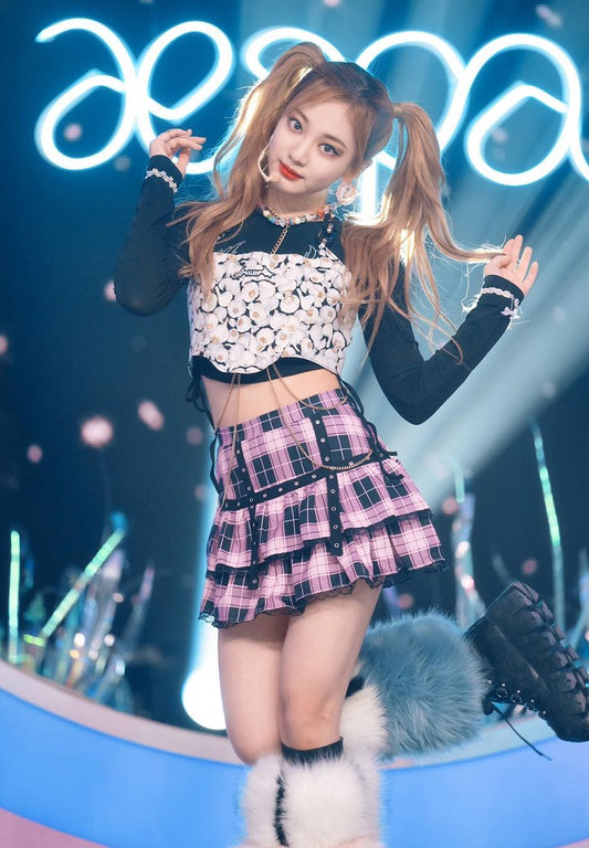 Mall Goth Gothic Lace Ruffle Mini Skirts Womens Harajuku Fairy Grunge Pink Plaid Pleated Skirt Japanese Lolita Streetwear