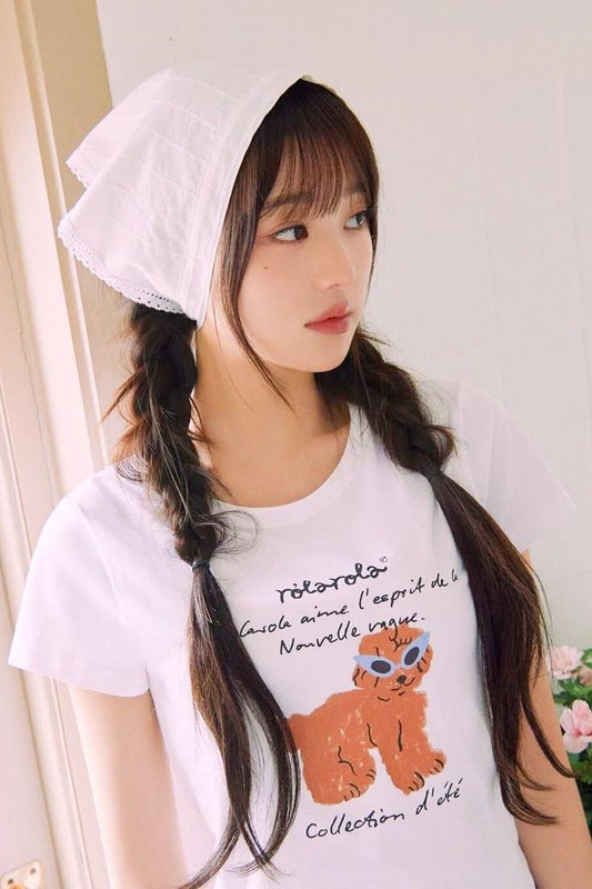 Ouyang Nana's White Lace Headscarf Triangle Fcarf For Women's Summer Seaside French Countryside Style Hair Scarf Headband
