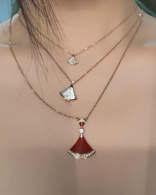 Elegant Titanium Steel Fan Pendant Necklace for Women | Anti-Tarnish Layering Choker | Minimalist Luxury Collarbone Chain