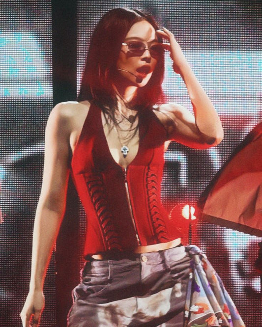 Y2K Clothes Sexy Lace Up Sleeveless Top Slim Halter Tank Tops Woman Cami Party Corset Zipper Vest Fashion Streetwear 2025 Summer
