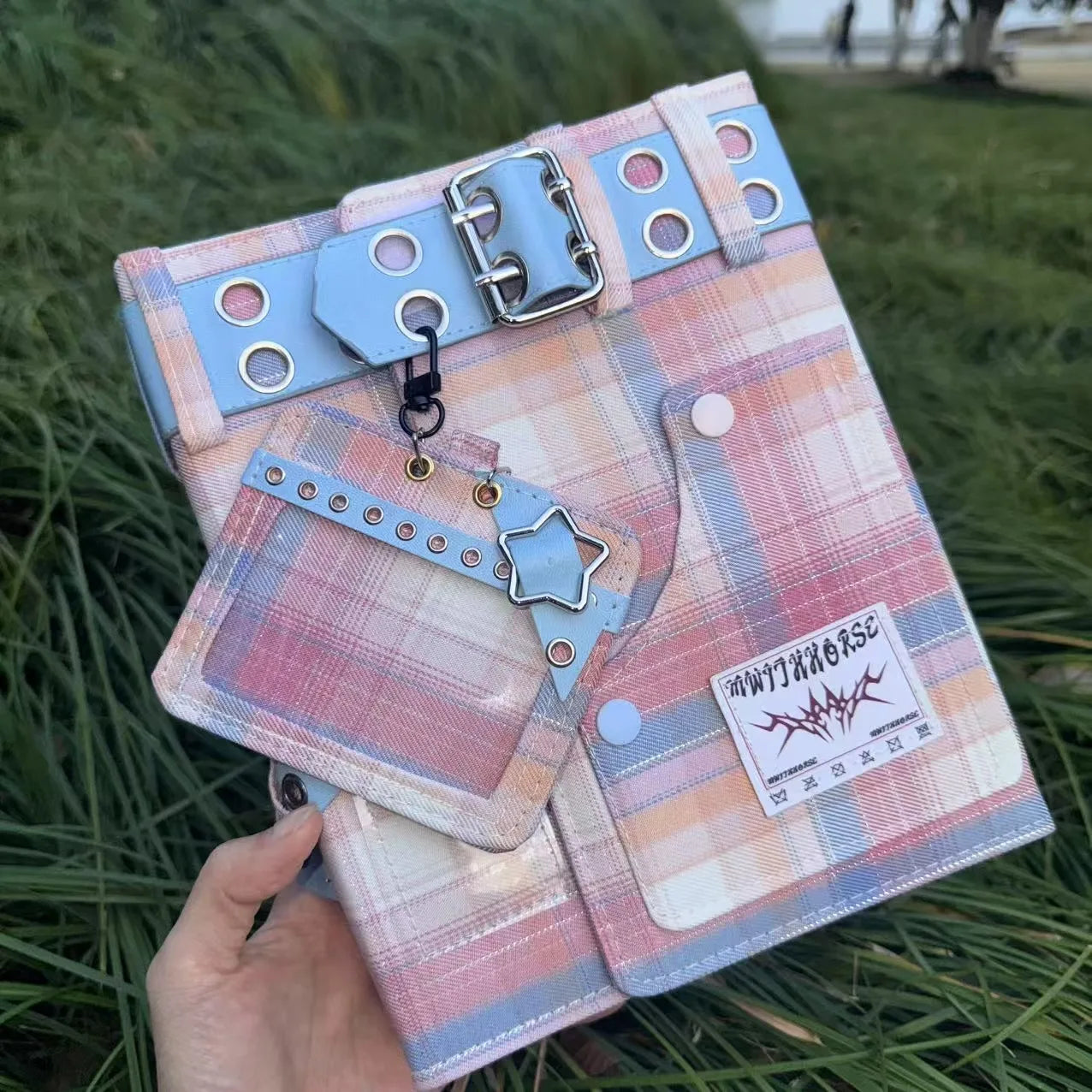 Y2K Checkered Star Denim A5 Photo Card Album Vintage Sweet & Cool Style Binder Idol Photocard Collect K-Pop Polaroid Storage