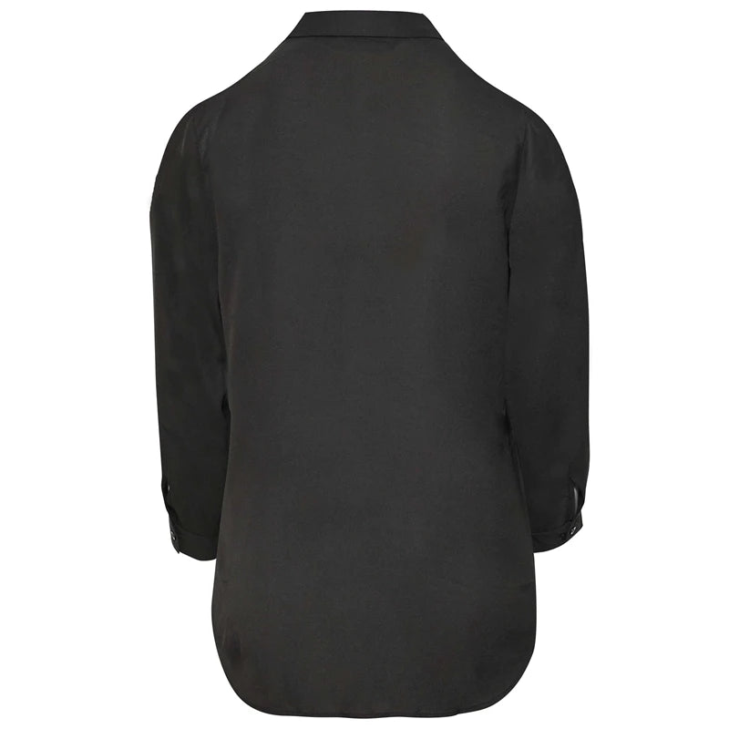 Plus Size Cold Shoulder Drop-Shoulder Long Sleeve Button-Front Office Blouse | Inspired by Beren Saat