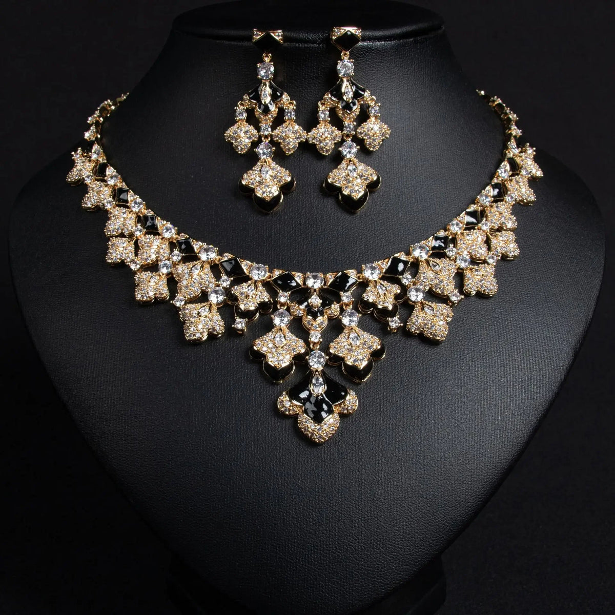 Oil Painting CZ Necklace & Earrings Jewelry Set | Inspired by Esra Bilgiç