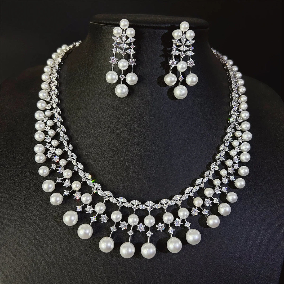 Oil Painting CZ Necklace & Earrings Jewelry Set | Inspired by Esra Bilgiç