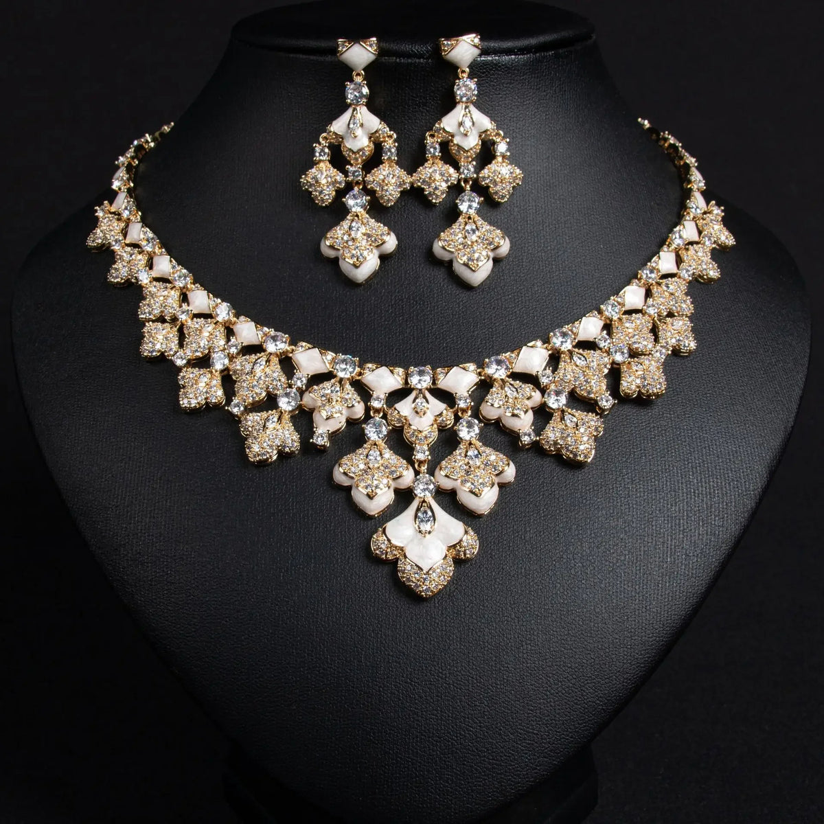 Oil Painting CZ Necklace & Earrings Jewelry Set | Inspired by Esra Bilgiç