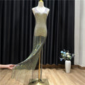 Sequin High Slit Evening Dress | Suzy