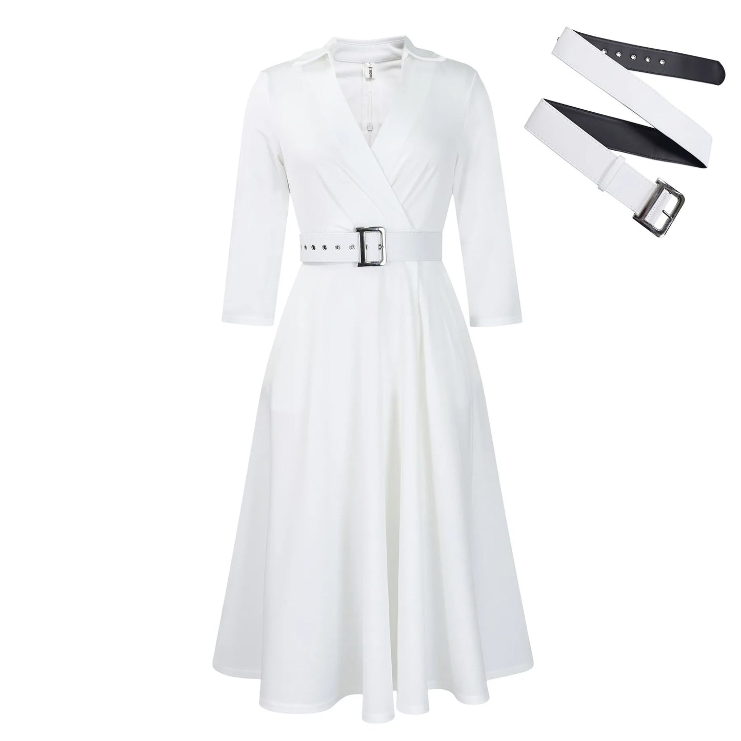 Women's Spring New Luxury Fashion Versatile Collar Solid Color High Waist Elegant Large Size Dress