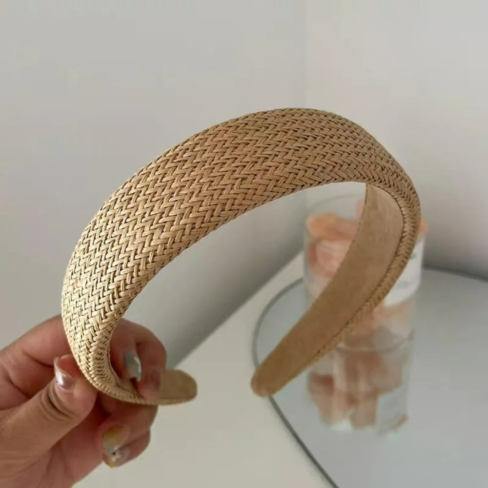 1/3Pcs Vacation Straw Woven Wide-brimmed Headband Bohemian Headwear Vintage Elegant Seaside Photos Hairband Hair Accessories