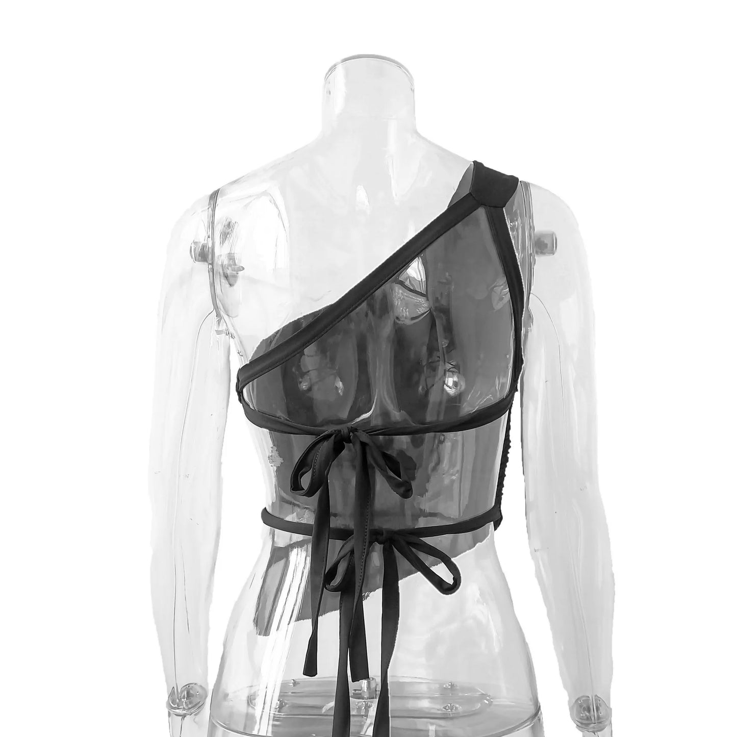 Sexy Skew Collar Off Shoulder Cross Bandage Backless Slim T Shirt Women Sleeveless Bottoming Shirt Ladies Tee Shirt Tops Mujer