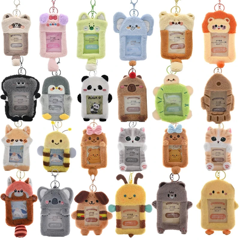 Plush Animal K-pop Photocard Holder Keychain