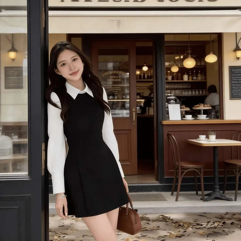 French Retro Bow Square-Neck A-Line Mini Dress | Inspired by Neslihan Atagül