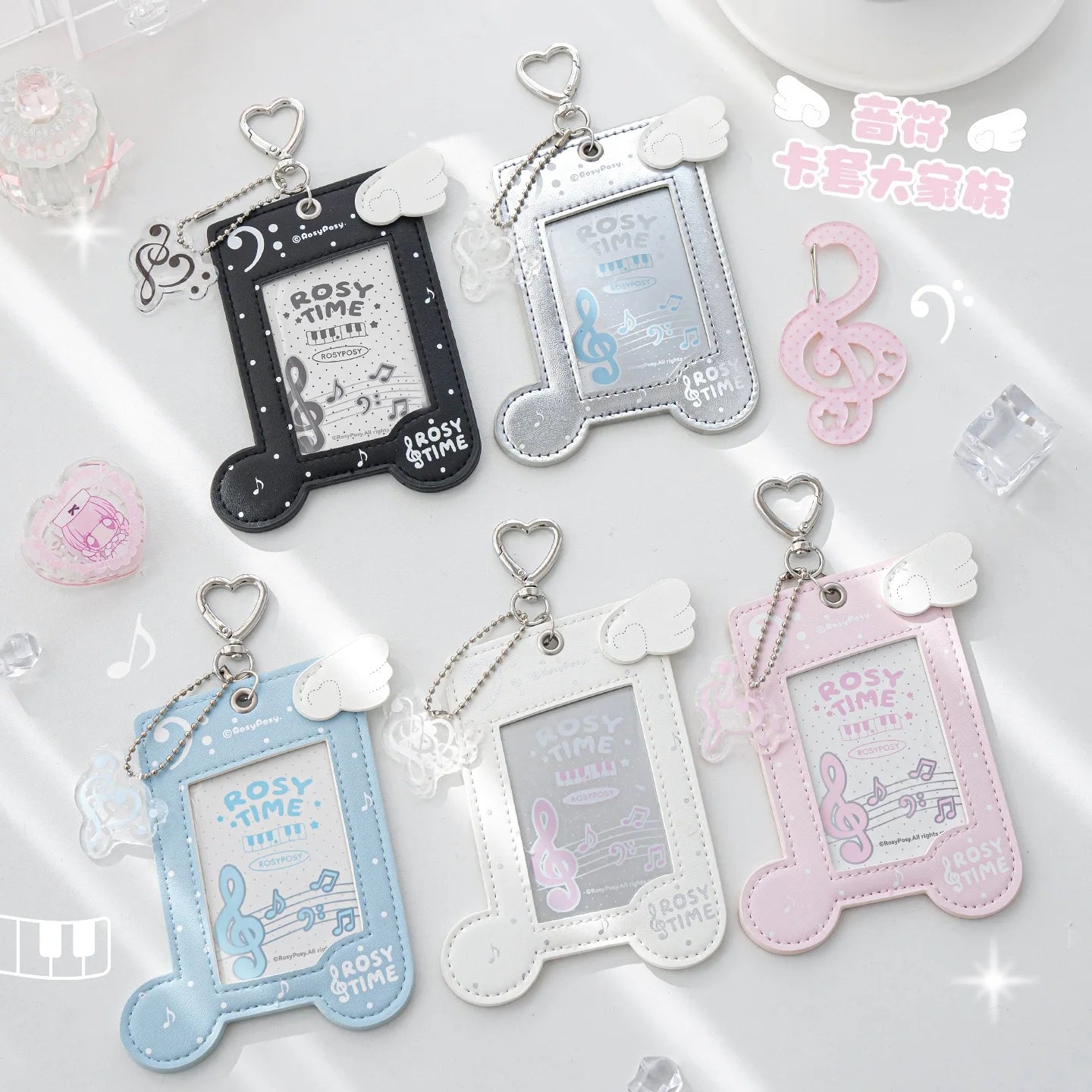 Musical Photocard Holder PU Leather Photo Card Sleeves Photo Album Backpack Charms Kpop Card Binder Cover Photo Card Keyring