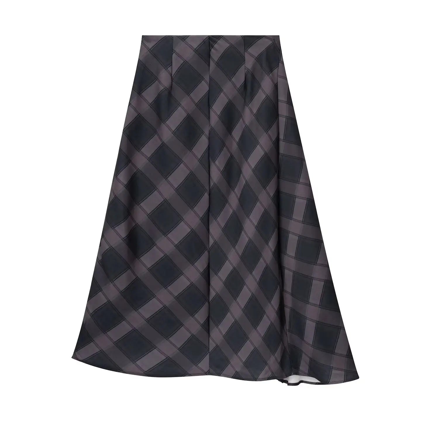 2026 Summer New French Retro Fashion High Waist Plaid Asymmetrical Mini Skirt Elegant Personality Polyester Splice Midi Skirt