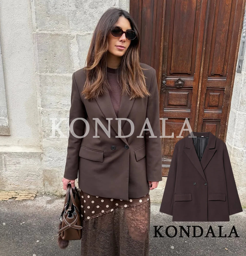 Double-Breasted Notched Collar Blazer Jacket | Inspired by Pınar Deniz