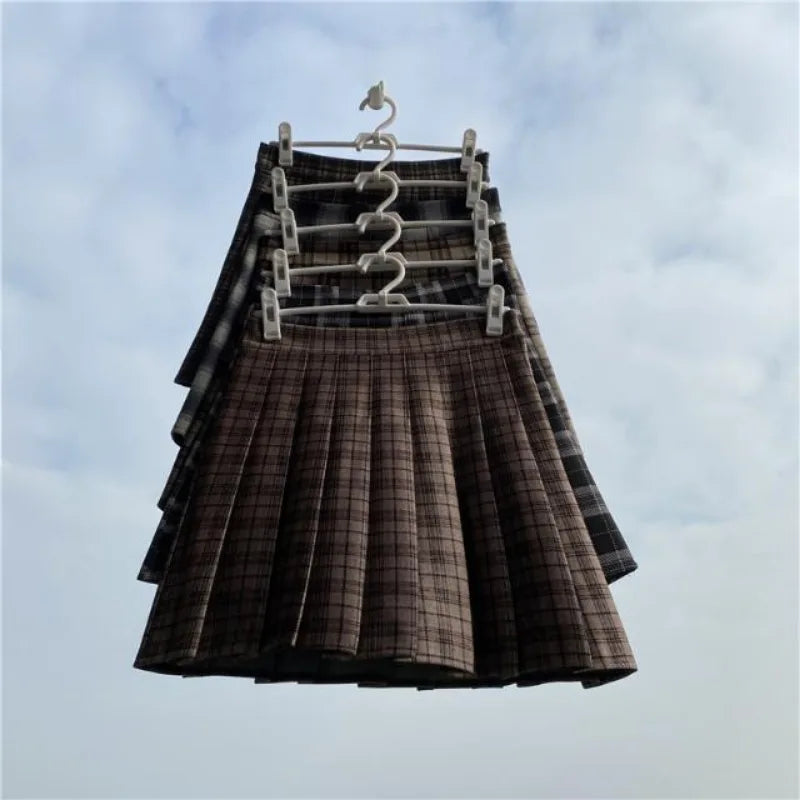 Women A-line Skirt Plaid Pleated Dress Plaid Short Skirt Y2k Vintage Vintage Streetwear Sweet Kawaii Harajuku Funky Sexy